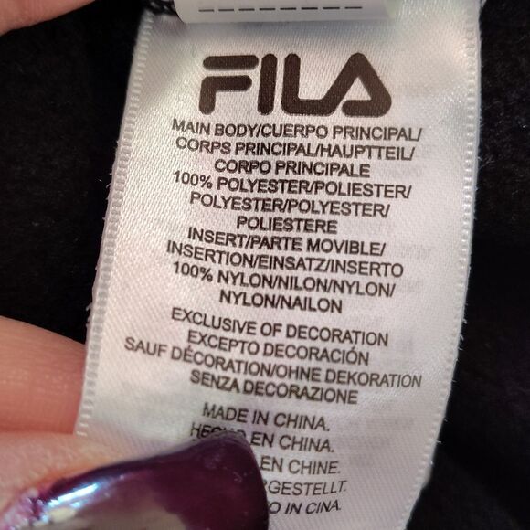 FILA Black Colorful Logo Panel Quarter Zip Pullover Fleece Sweater Large - Picture 13 of 13